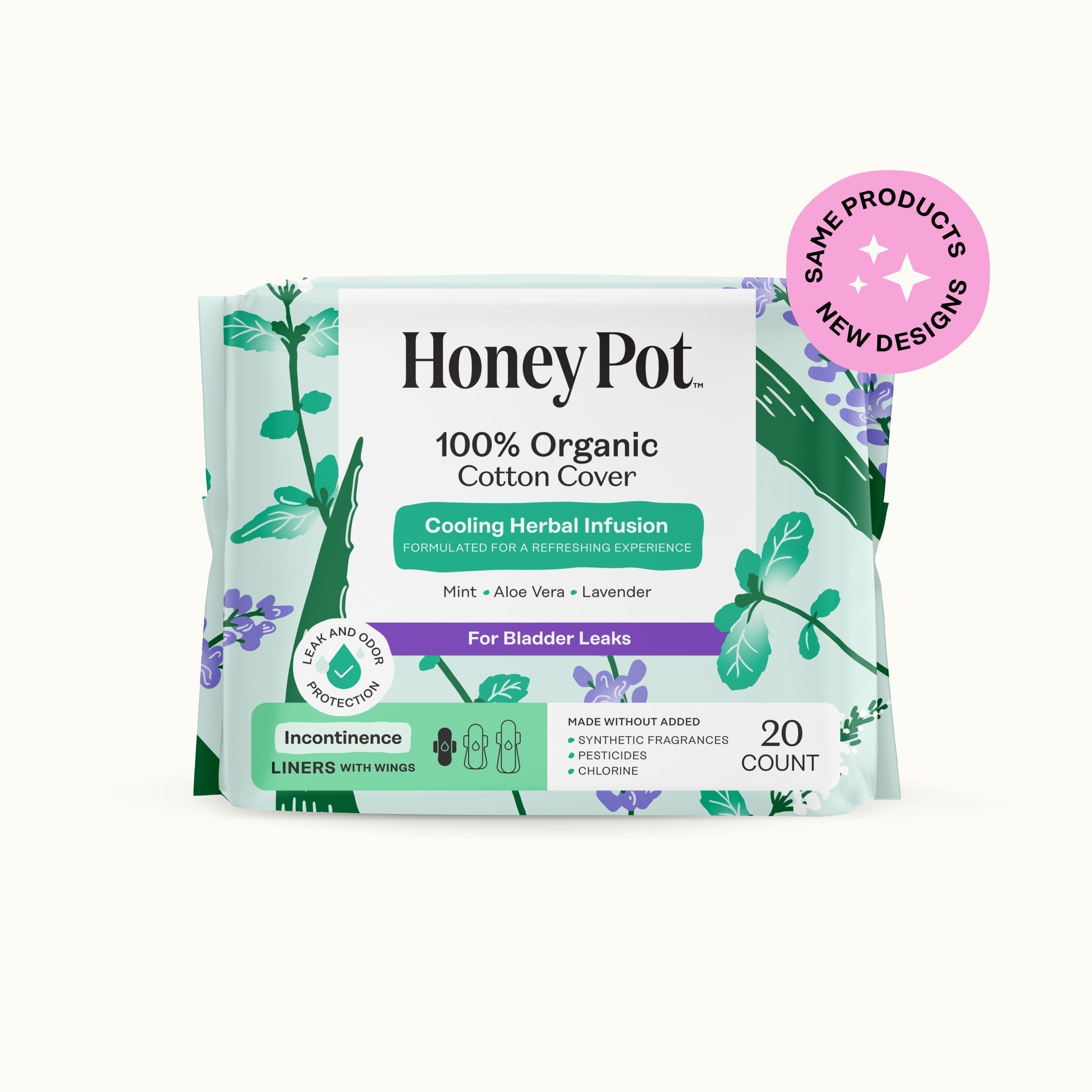 Incontinence Cooling Herbal Infusion 100% Organic Cotton Cover Liners