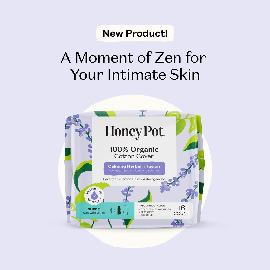 Organic Cotton Cover Calming Herbal Infusion Super Pads With Wings