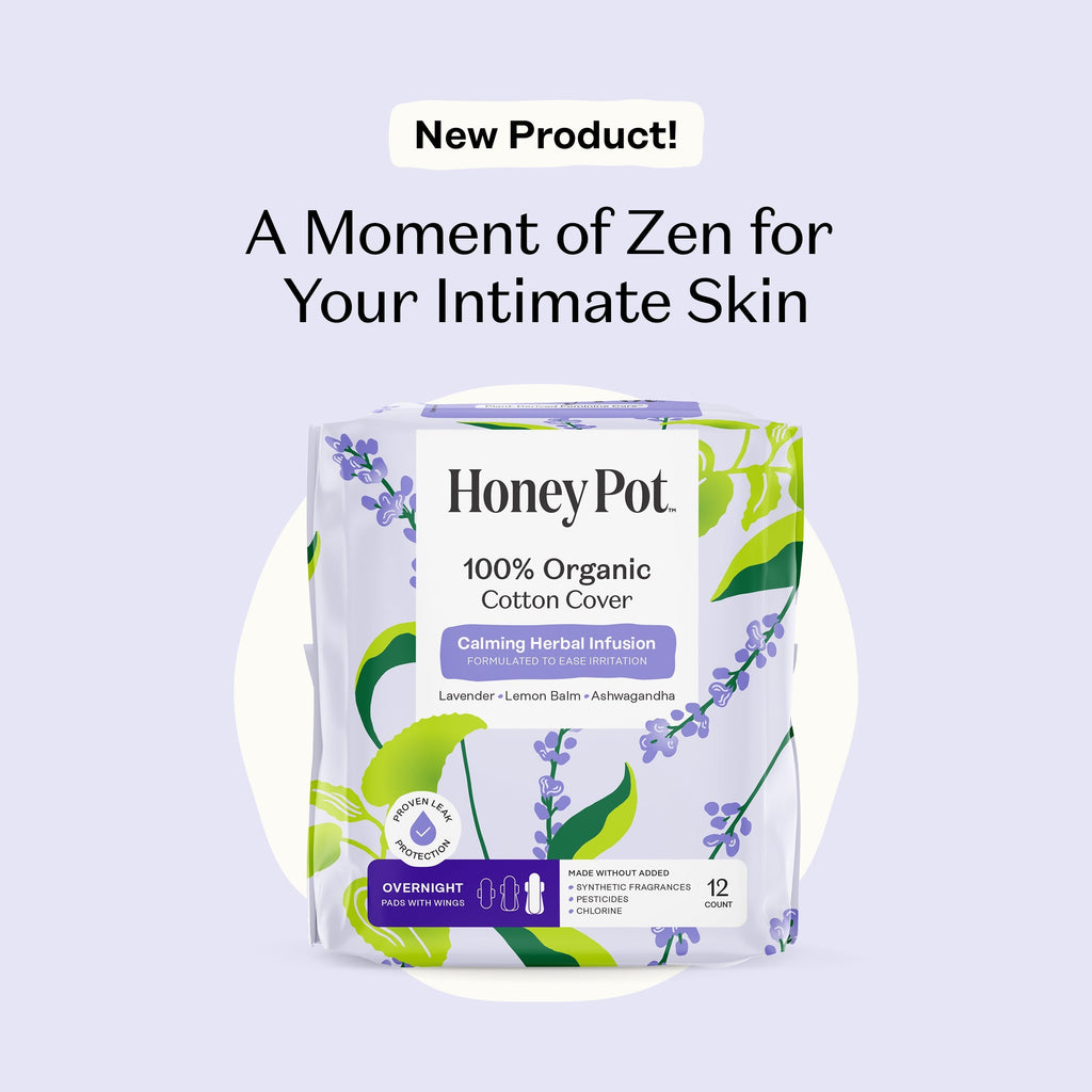 Organic Cotton Cover Calming Herbal Infusion Overnight Pads With Wings