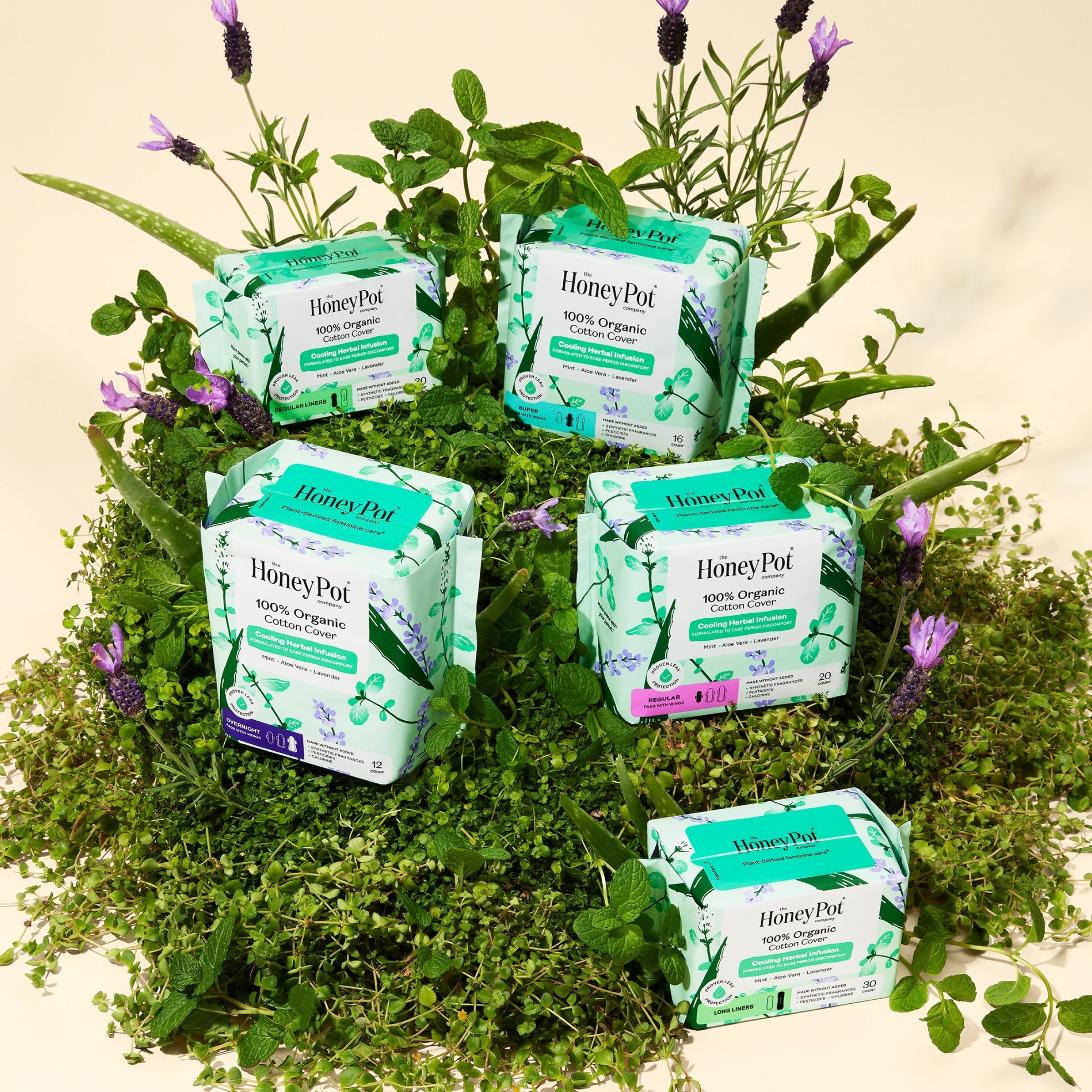 Organic Cotton Cover Cooling Herbal Infusion Regular Liners