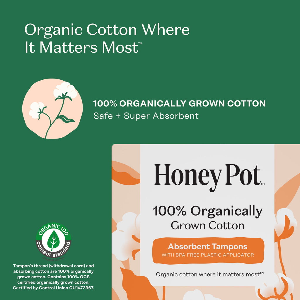 Regular 100% Organically Grown Cotton BPA Free Plastic Applicator Tampons