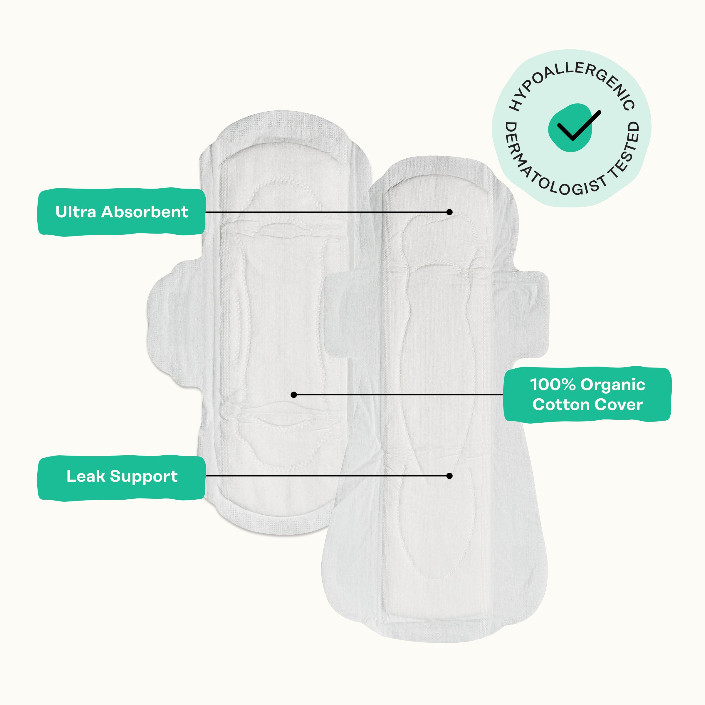 Organic Cotton Cover Cooling Regular Overnight Duo Pads