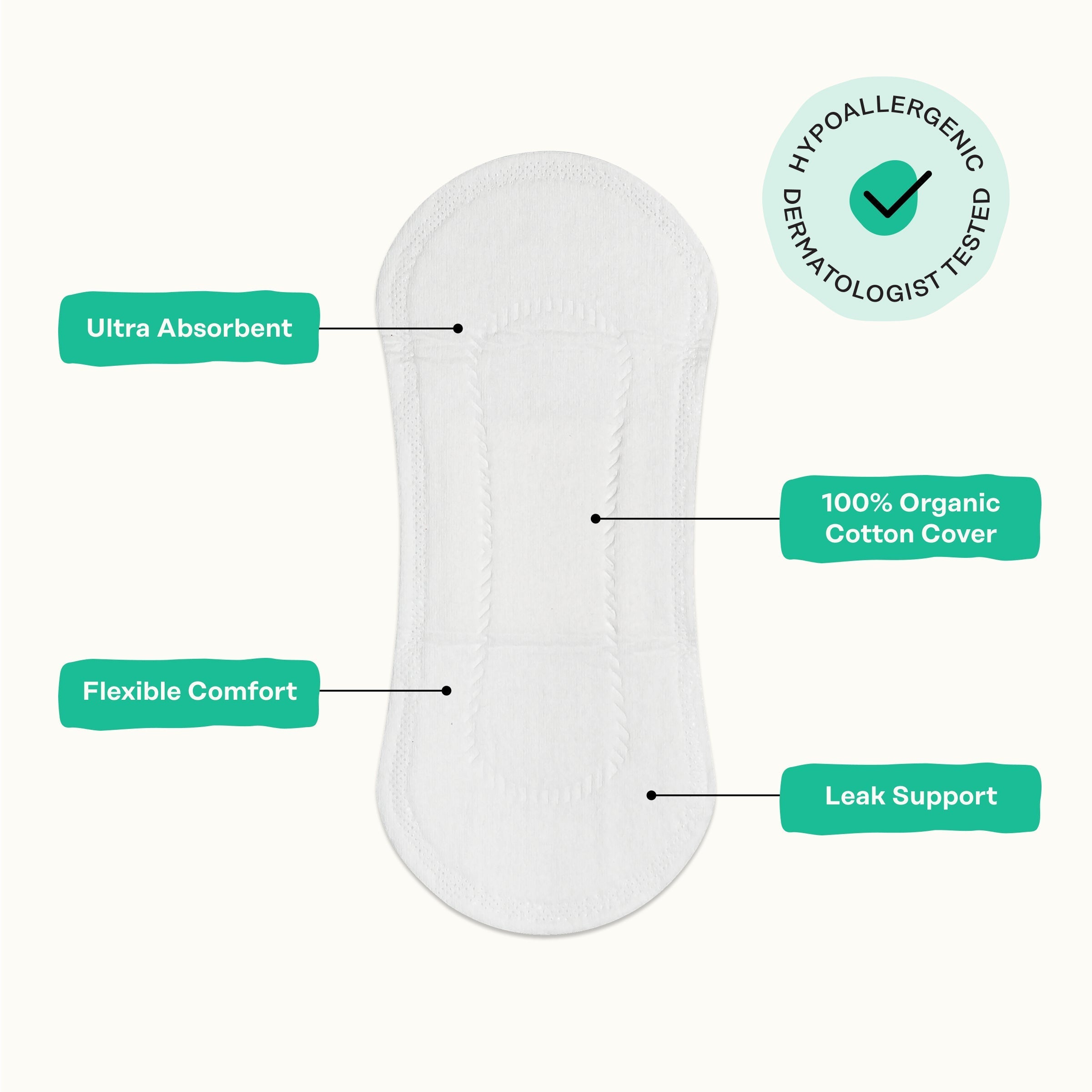 Organic Cotton Cover Cooling Herbal Infusion Regular Liners