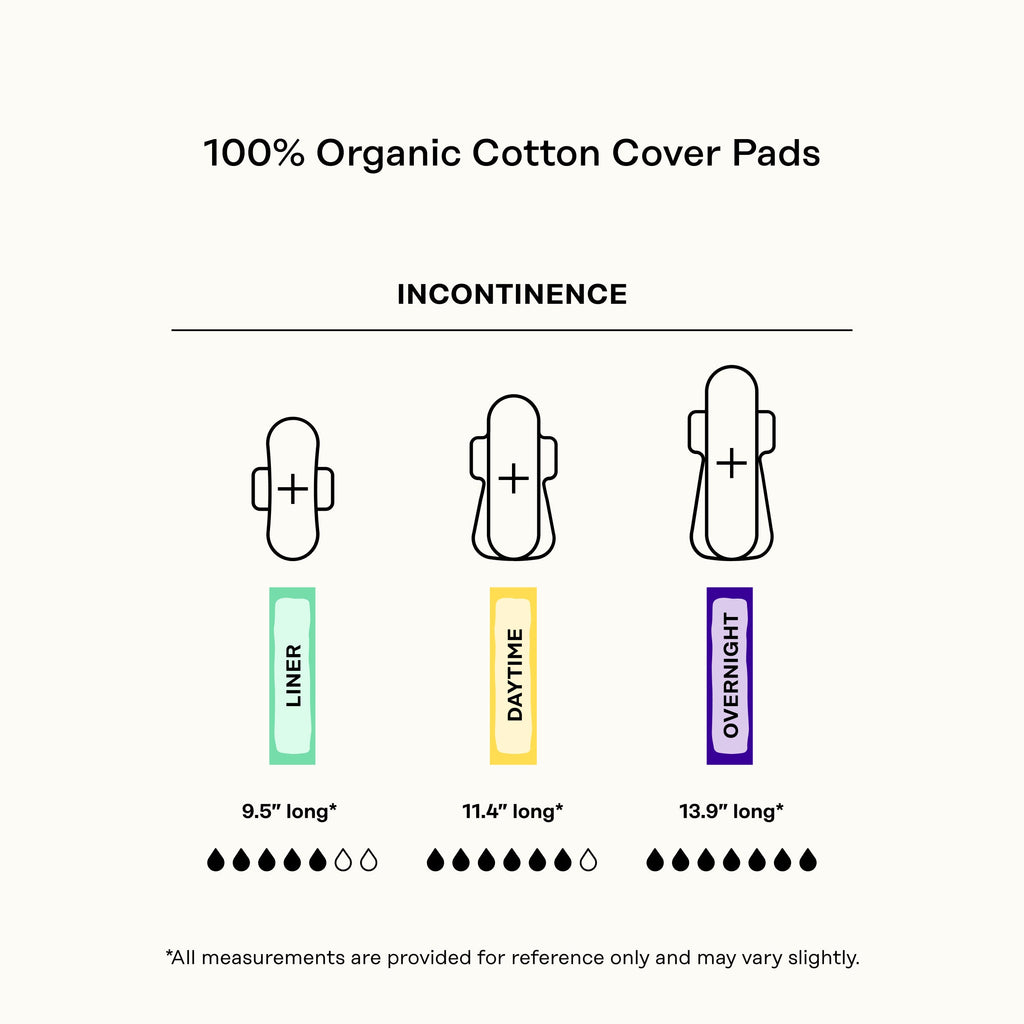 Incontinence 100% Organic Cotton Comfort Cover Daytime Pads
