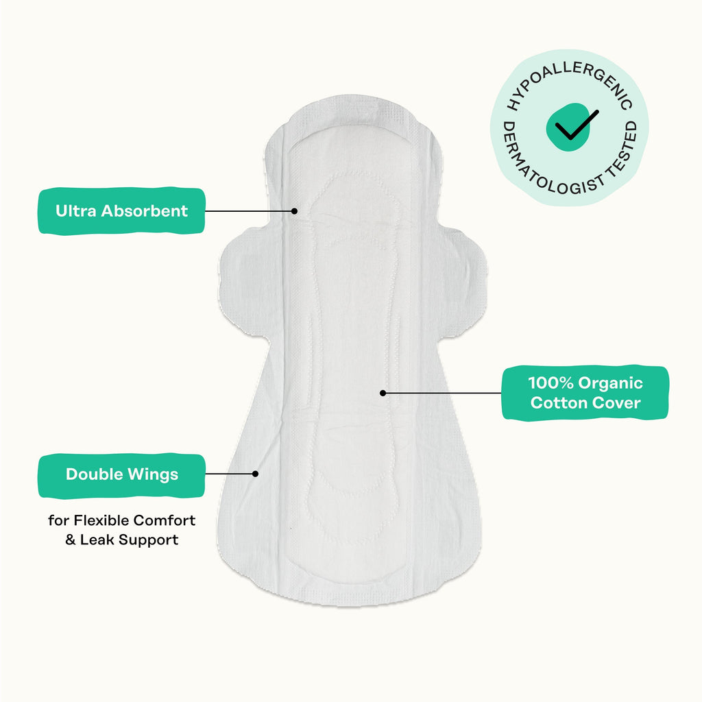 Organic Cotton Cover Cooling Herbal Infusion Super Pads